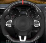 Housse de volant en cuir PU respirant pour Volkswagen Golf_1