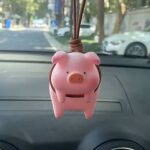 Pendentif cochon rose pour rétroviseur de voiture_6